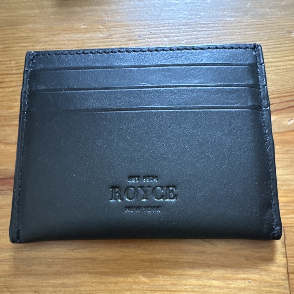 Royce New York Men's Black Leather Card Holder, Solid Pattern Leather Wallet